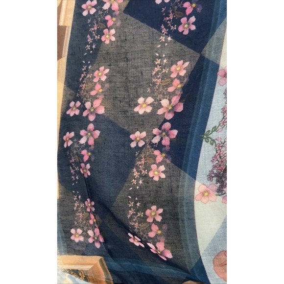 2‎ Chic Large Scarf Cottagecore Royal Floral Fringe - Picture 4 of 16